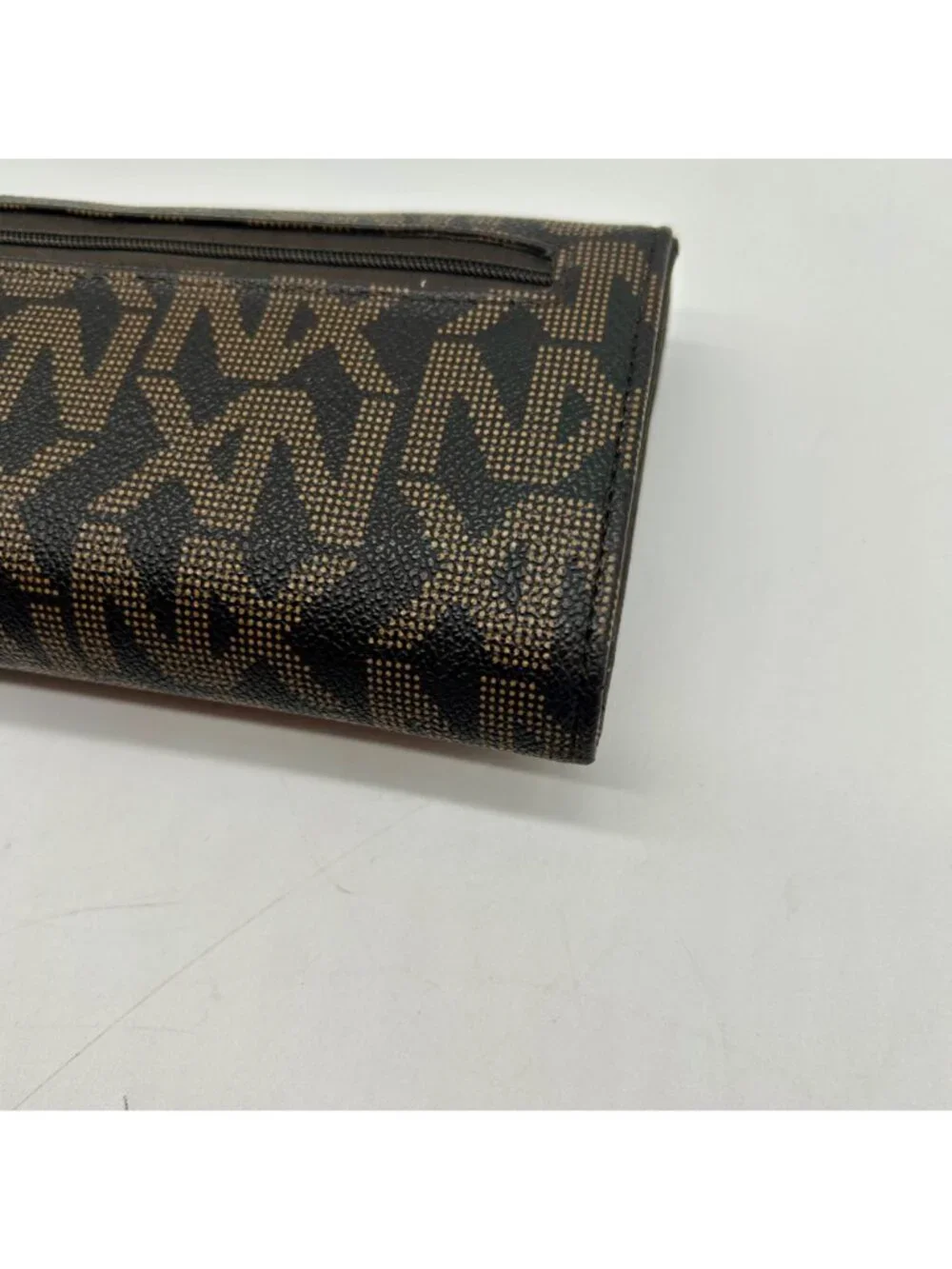 Nxxn Brown Monogram Print Pebbled Faux Leather Wallet